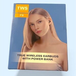TWS F9 Black True Wireless Earbuds with Power Bank